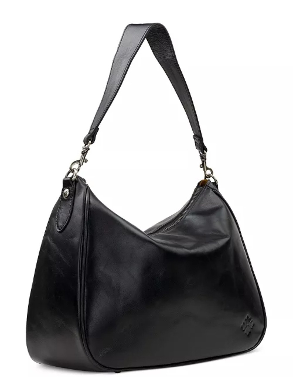 Patricia Nash Black Leather Hobo Shoulder Bag With Detachable Top Handle.